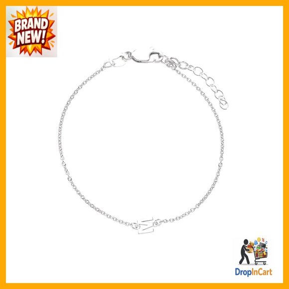 Gold Plated Sterling Silver Initial Bracelet Anklet Adjustable Chain Dainty